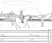 Coloriage Un cheval dans le terrain d'entra&icirc;nement