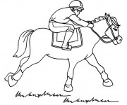 Coloriage Un cheval de course qui court rapidement