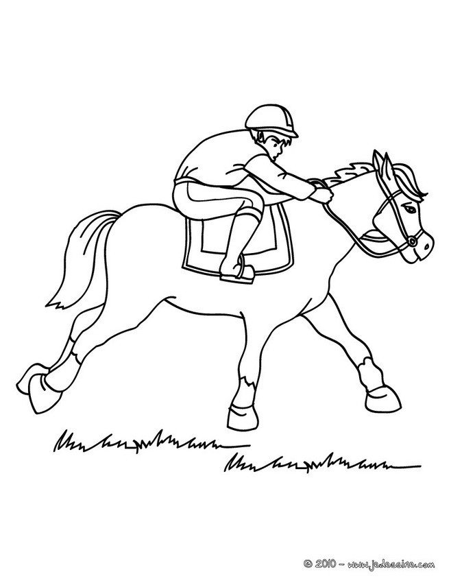 Coloriage et dessins gratuits Un cheval de course qui court rapidement à imprimer