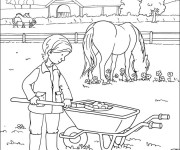 Coloriage Une ferme &eacute;questre