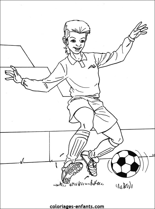 Coloriage Joueur de Foot enfant dessin gratuit à imprimer