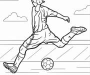 Coloriage Footballeur prêt à tirer le ballon