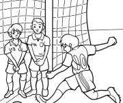 Coloriage footballeur tire le coup franc