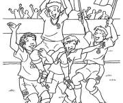 Coloriage L'&eacute;quipe de footballeurs ont gagn&eacute;s la coupe