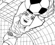 Coloriage Le petit gardien de but attrape le ballon