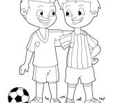 Coloriage Les amis footballeurs