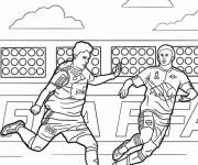 Coloriage Les footballeurs en lice pour le ballon