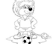 Coloriage Lion footballeur