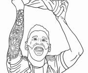 Coloriage Lionel Messi tenant la coupe du monde