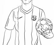 Coloriage Lionel Messi vainqueur de la ballon d'or