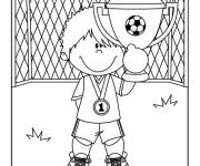 Coloriage Petit footballeur avec la coupe