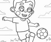 Coloriage Petit footballeur mignon dribble le ballon