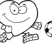 Coloriage Un c&oelig;ur footballeur