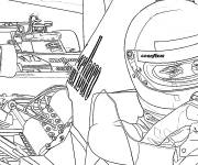 Coloriage Deux voitures de Formule 1 pendant la course