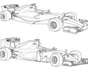 Coloriage Deux voitures Formule 1 haut qualit&eacute;