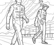 Coloriage Les pilotes de Formule 1 apr&egrave;s la victoire