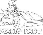 Coloriage Mario sur une voiture de Formule 1