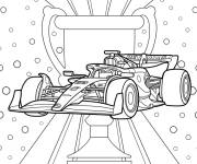 Coloriage Mercedes W14 avec trophée de Formule 1