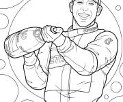 Coloriage Pilote de Formule 1 fait &eacute;clater du champagne