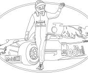 Coloriage et dessins gratuit Pilote devant sa voiture de Formule 1 à imprimer
