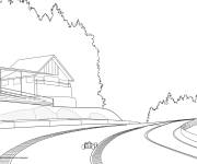 Coloriage et dessins gratuit Piste de course de Formule 1 stylis&eacute; à imprimer