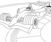 Coloriage Voiture de course F1en pleine comp&eacute;tition