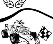 Coloriage Voiture de Formule 1 &agrave; la ligne d&rsquo;arriv&eacute;e