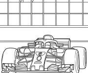 Coloriage Voiture de Formule 1 sur la piste de course