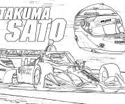 Coloriage Voiture Formule 1 avec casque de chauffeur
