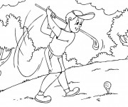 Coloriage Golfeur en train de tirer la balle
