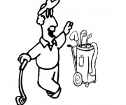 Coloriage Golfeur et son sac