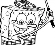 Coloriage Spongebob joue au Golf