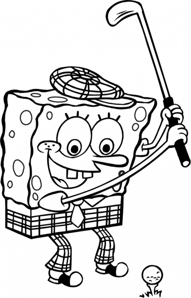 Coloriage et dessins gratuits Spongebob joue au Golf à imprimer