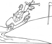 Coloriage Voiture de Golf dans la rivi&egrave;re