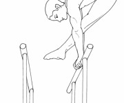 Coloriage Barre asymétrique en Gymnastique
