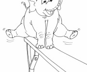 Coloriage &Eacute;l&eacute;phant sur Poutre