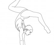 Coloriage Femme gymnaste sur poutre