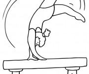 Coloriage Gym  Poutre