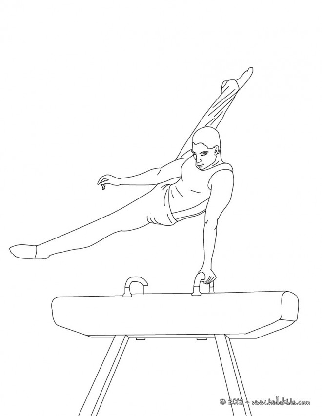Coloriage Gymnaste adulte poutre dessin gratuit à imprimer
