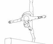 Coloriage et dessins gratuit Gymnaste souple sur Poutre à imprimer