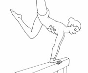 Coloriage Gymnaste sur la poutre
