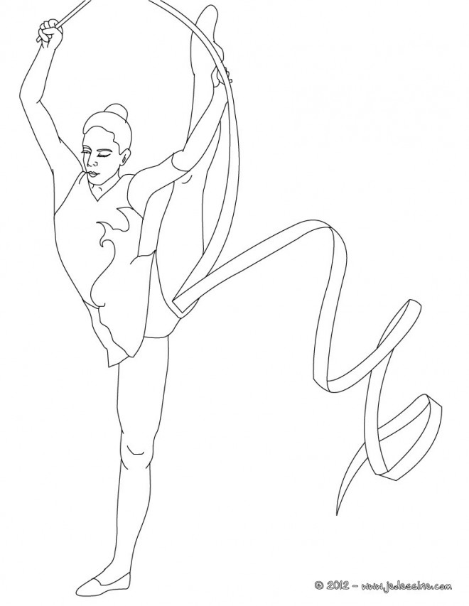 Coloriage Gymnastique au sol rythmique dessin gratuit à imprimer