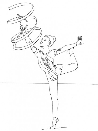 Coloriage Gymnastique rythmique avec corde dessin gratuit à imprimer