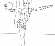 Coloriage Gymnastique rythmique  ballon