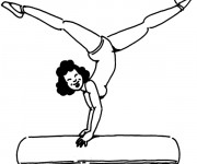 Coloriage Mouvement de Gymnastique sur poutre
