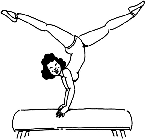 Coloriage et dessins gratuits Mouvement de Gymnastique sur poutre à imprimer