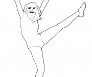 Coloriage Une gymnaste en sautant