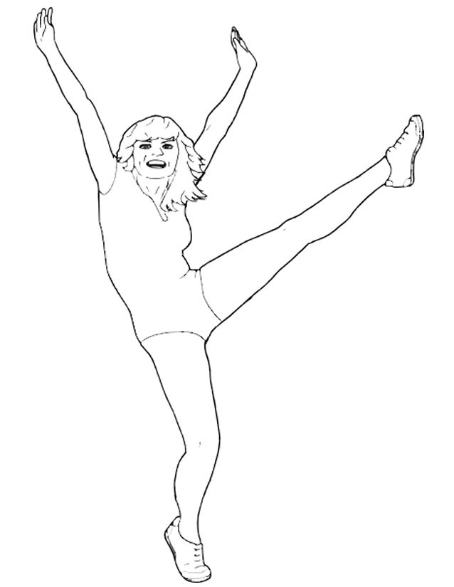 Coloriage et dessins gratuits Une gymnaste en sautant à imprimer