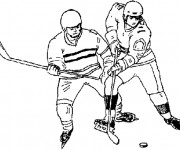 Coloriage Des joueurs de Hockey se disputent