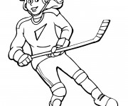 Coloriage Fille joue au Hockey